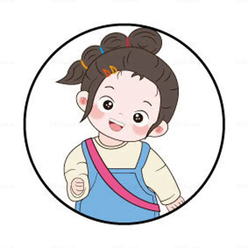 Vector illustration of a girl wearing overalls