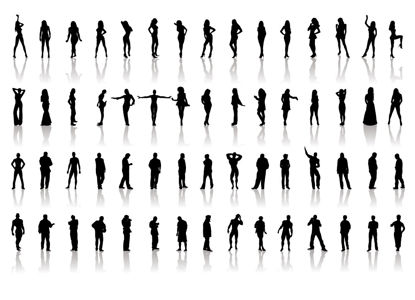 60 People Silhouettes AI Vector