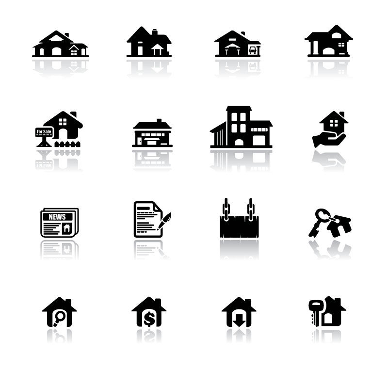 16 Immobilien Icons AI Vector