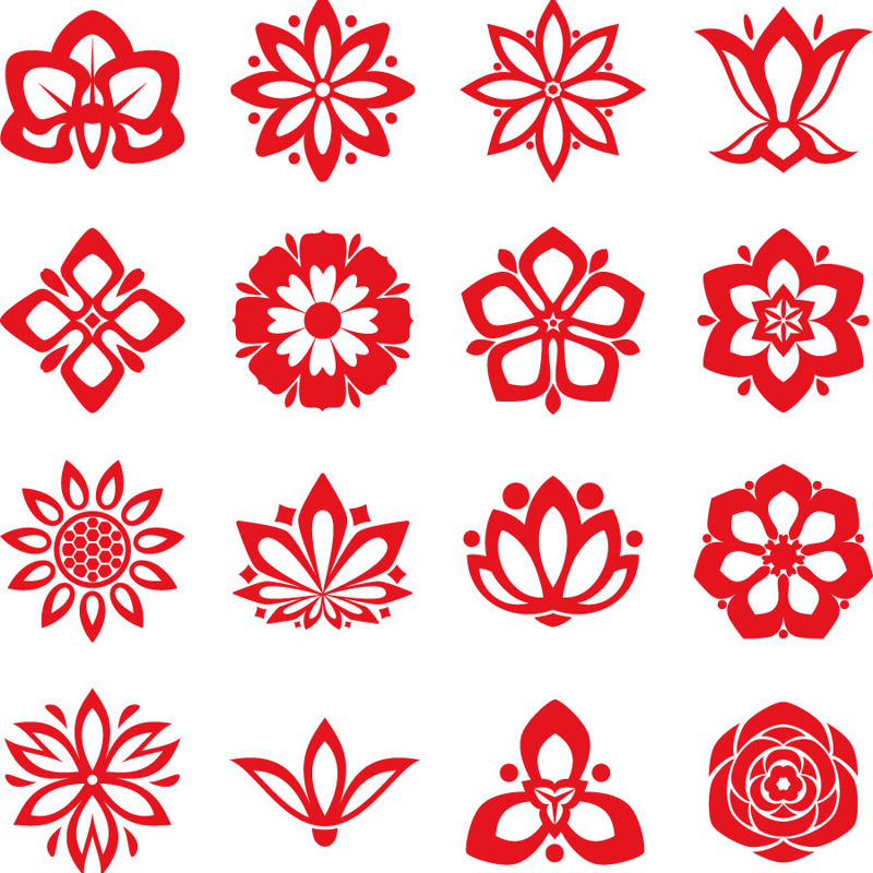 16 عملات زهور مجردة من الرموز AI Vector