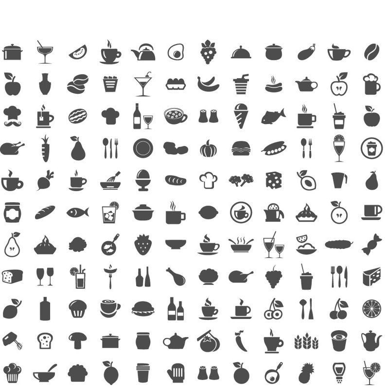 132 iconos de comida vector de AI