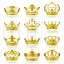 12 Gold Crowns Icons AI Vector