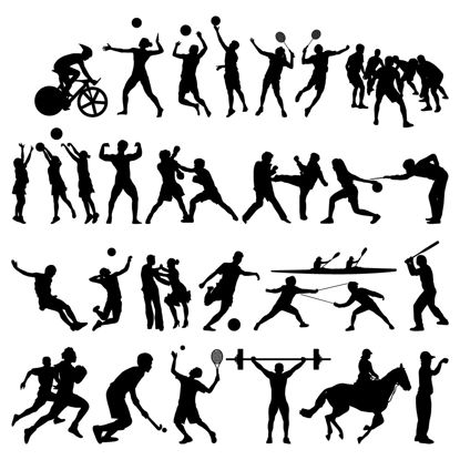 Fitness Boxing Sports People Silhouettes AI Vector