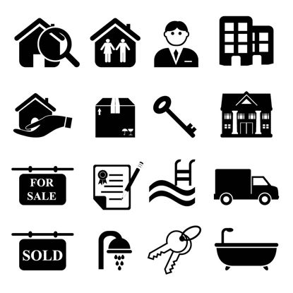 Real Estate Related Icons Vecteur AI