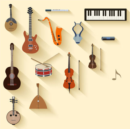 Музыкальные инструменты Графический AI Vector