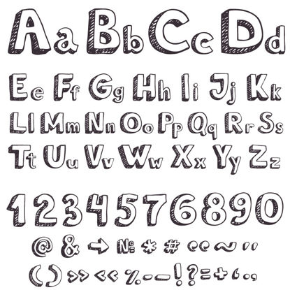 Hand Drawing Numbers Alphabets AI Vector