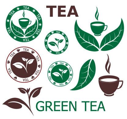 Vektor des grünen Tees Ikonen-AI