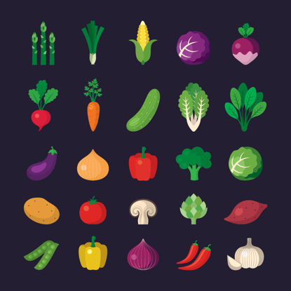 أيقونات رسومات الخضروات AI Vector