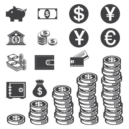 Money Coin Symbol Icons AI Vector