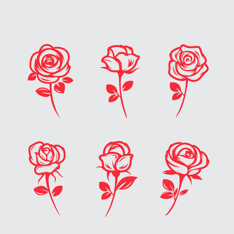 手绘图复古玫瑰图形集合AI矢量