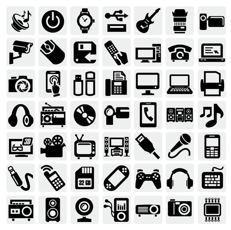 Iconos de dispositivos electrónicos AI Vector