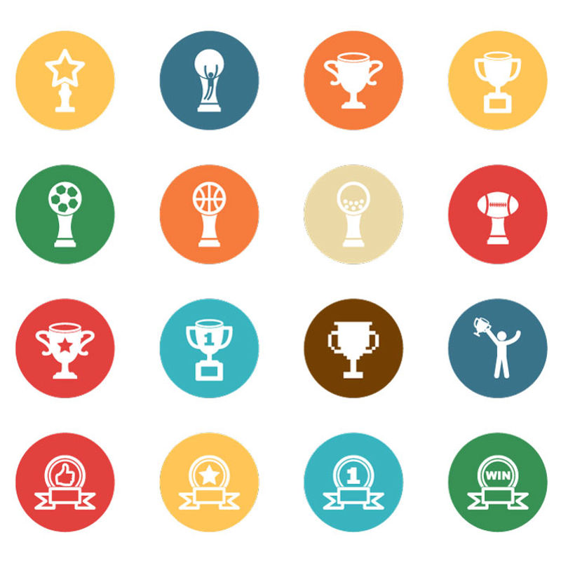 Trophies Round Icons AI Vector