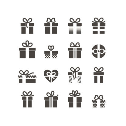 Flat Gift Icons AI Vector