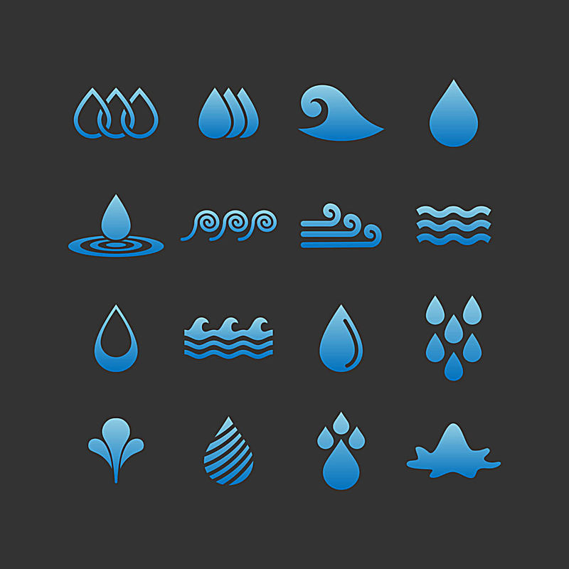 Waterdrop Shapes Icons AI Vector