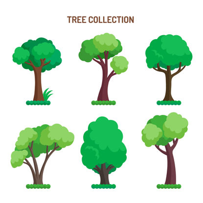 6 Cartton Trees AI Vector