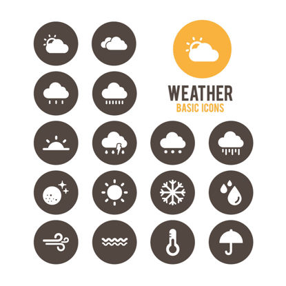 Weather Round Icons AI Vector