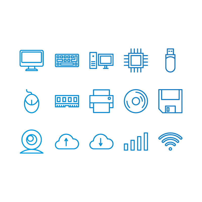 Computer Peripherals Icons AI Vector