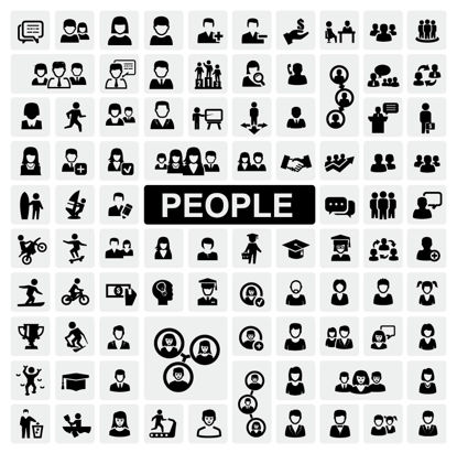 Many People Icons AI Vector