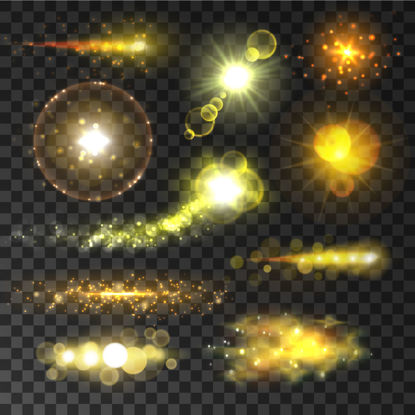 Golden Facula Light Beam Graphic AI Vector