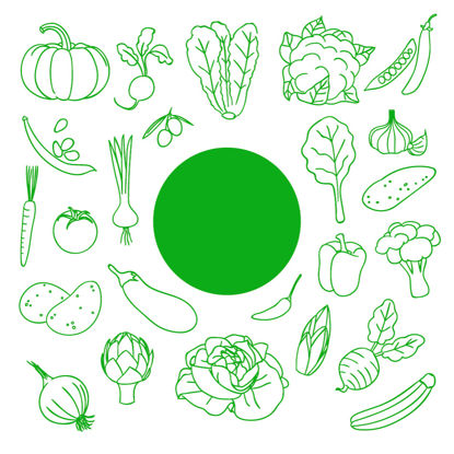 Vector de iconos de verduras AI