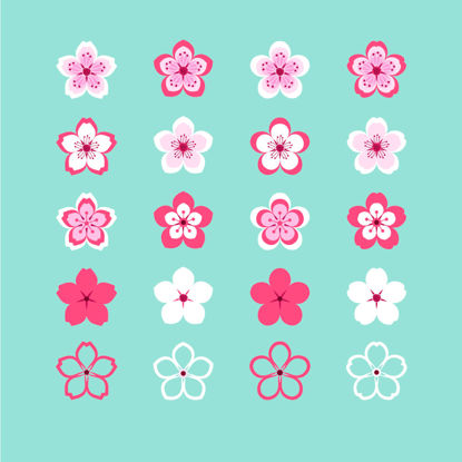 Pink Peach Blossom Icons AI Vector