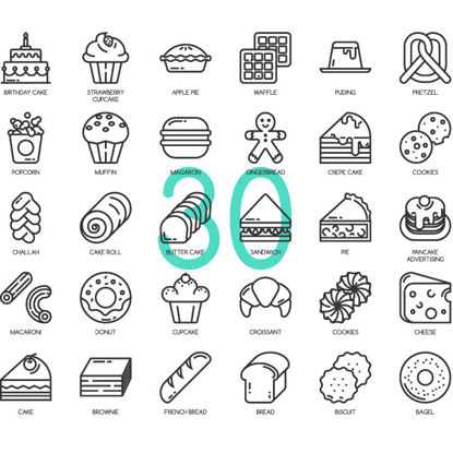 Bakery Line Icons AI Vector