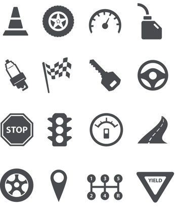 Automobile trafikk ikoner AI Vector