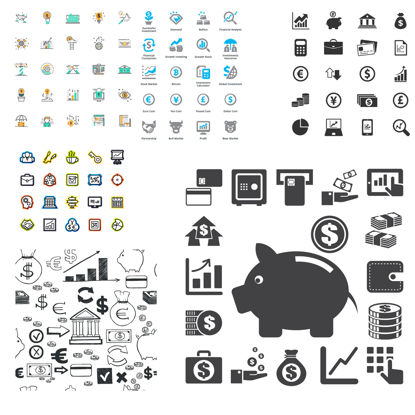 Finance Business Banking Icons Vecteur AI