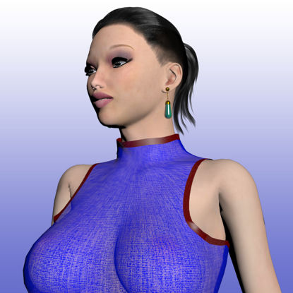 Girl in Blue Cheongsam 3D Model Woman 0003
