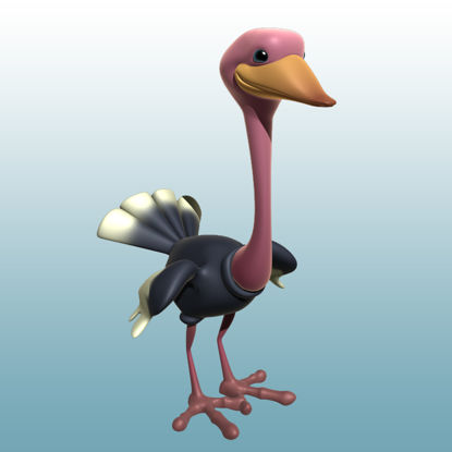 Ostrich Cartoon 3D Model Animal 0049