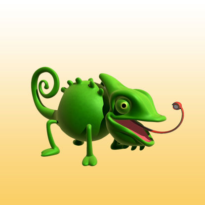 Chameleon Cartoon 3D Model Animal 0046