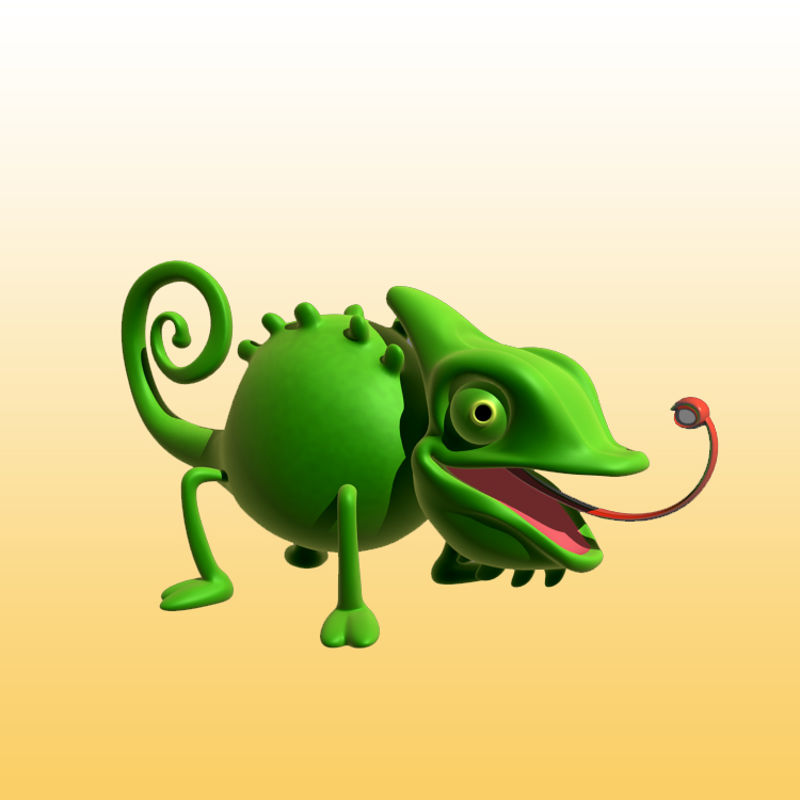Chameleon Cartoon 3D Model Animal 0046