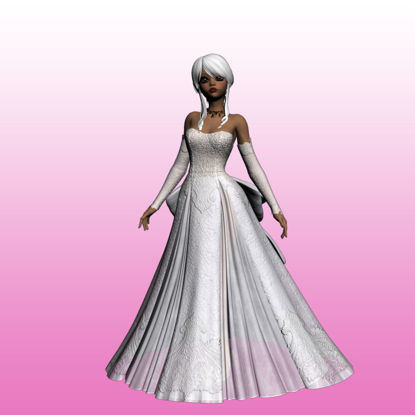 Girl in Beautiful Wedding Dresses 3D Model Woman 0008