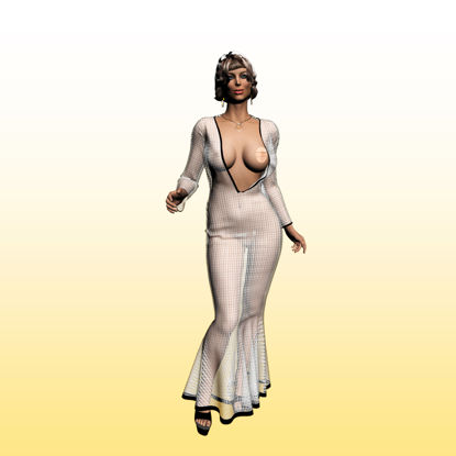 Seksi ženske 3D model v dolgih oblačilih Character Girl 0023