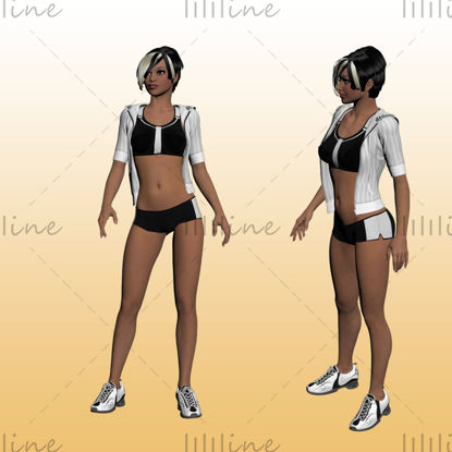 Girl in Black Underwear 3D Model Woman 0018