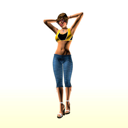 Sexy Girl 3D Model with Cross Character 0011