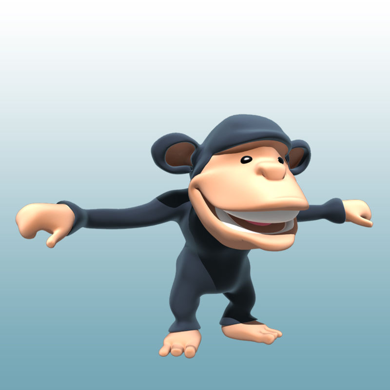 Karikatür Şempanze 3D Model Hayvanlar-0040