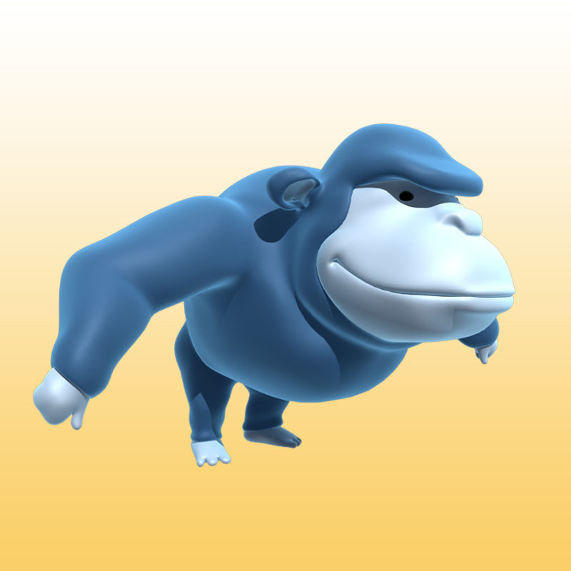Çizgi Film goril 3D Model (Hayvanlar-0039)
