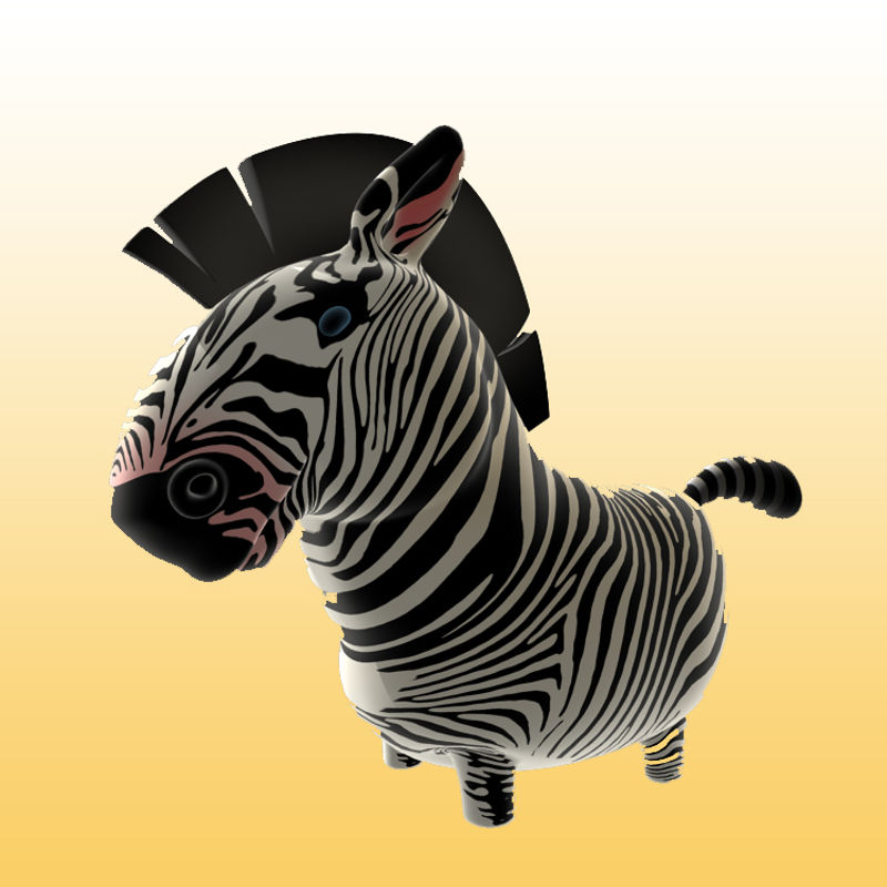 Çizgi Film Zebra 3D Model Hayvanlar - 0031