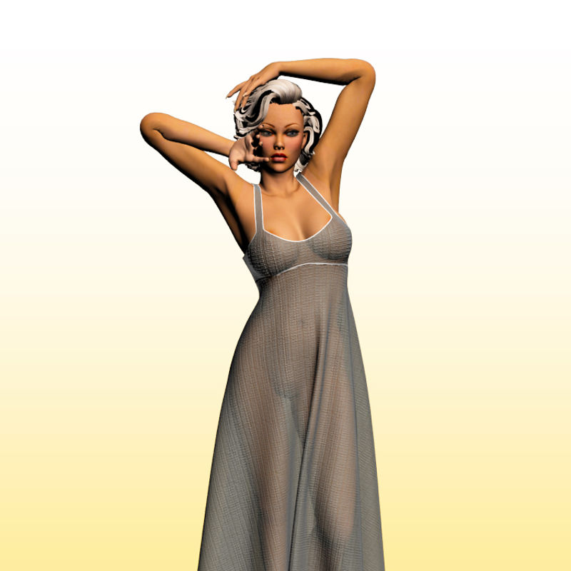 毛糸スカートの女の子3Dモデルの女性0033