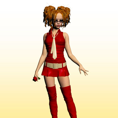 Chica de Bota Roja Modelo 3D Mujer 0034