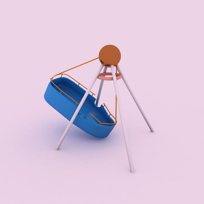 3Д модел цртани забавни парк гусарски брод