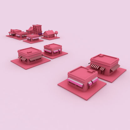 Modell des Karikaturhausgeschäftsgebäudes 3d