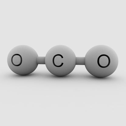 Modelo de impresión 3D de estructura molecular de CO2