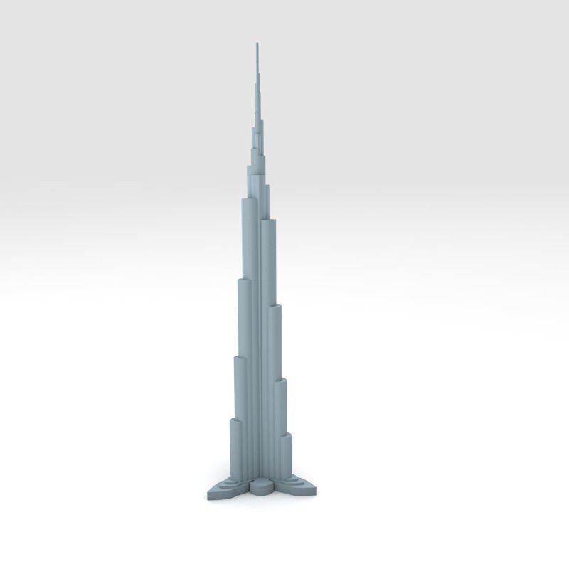Modelo de impresión en 3d del edificio Burj-Khalifa