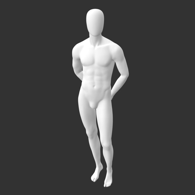 Male Mannequin sports muscle hands fork in the back 3d print model