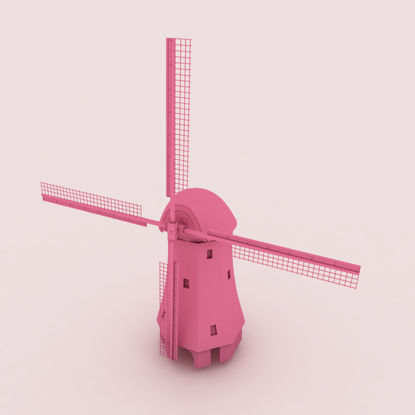 Modelo 3d de moinho de vento dos desenhos animados