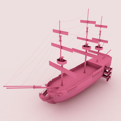 Cartoon boat 3d model