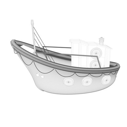Modelo 3d de barco bonito dos desenhos animados