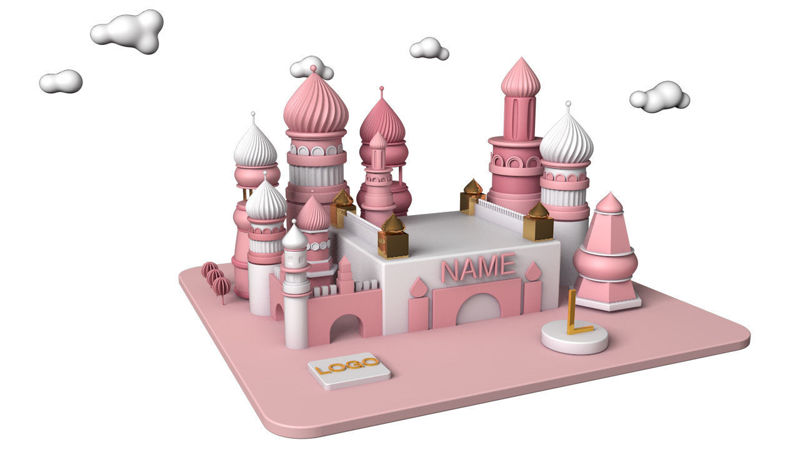 Cartoon cute castle 3d model